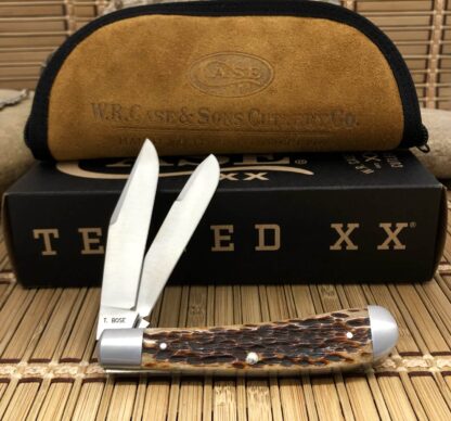 Case XX Peachseed Brown Bone 154-CM Tony Bose HT Trapper Knife - Image 2