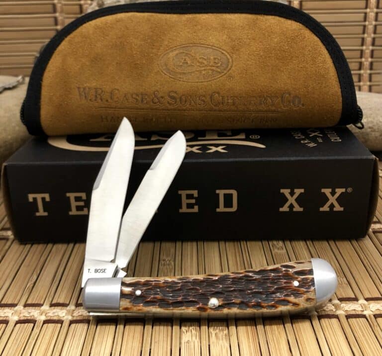Case XX Peachseed Brown Bone 154-CM Tony Bose HT Trapper Knife - Image 2