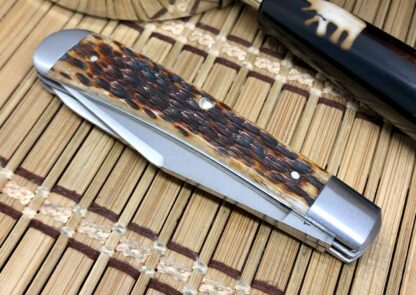 Case XX Peachseed Brown Bone 154-CM Tony Bose HT Trapper Knife - Image 3