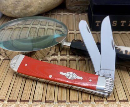 Case XX Custom Smooth Red G-10 Stainless Engraved Trapper Pocket Knife - Image 6