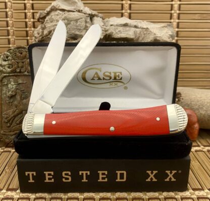 Case XX Custom Smooth Red G-10 Stainless Engraved Trapper Pocket Knife - Image 2