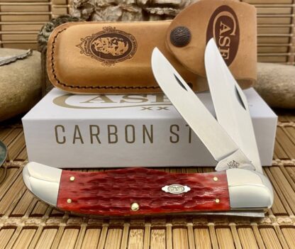 Case XX Peachseed Dark Red Bone Carbon Steel CA31960 Large Folding Hunter Knife