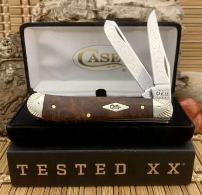 Case XX Custom MAPLE BURL Engraved Mini Trapper Pocket Knife #05