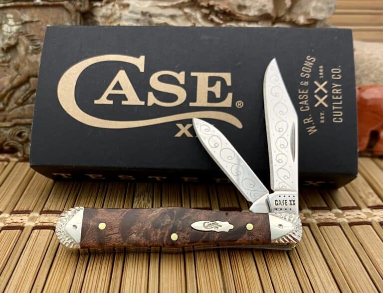 Case XX Custom Brown Maple Burl Swell Center Jack Knife #04