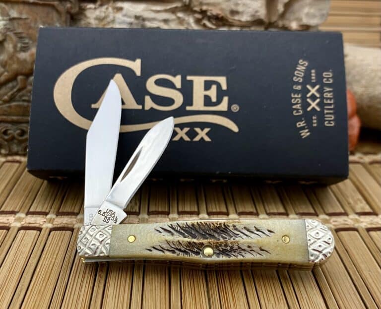 Case XX USA Pristine Custom 6.5 BONE STAG Engraved Swell Center Jack Knife #05 - Image 2