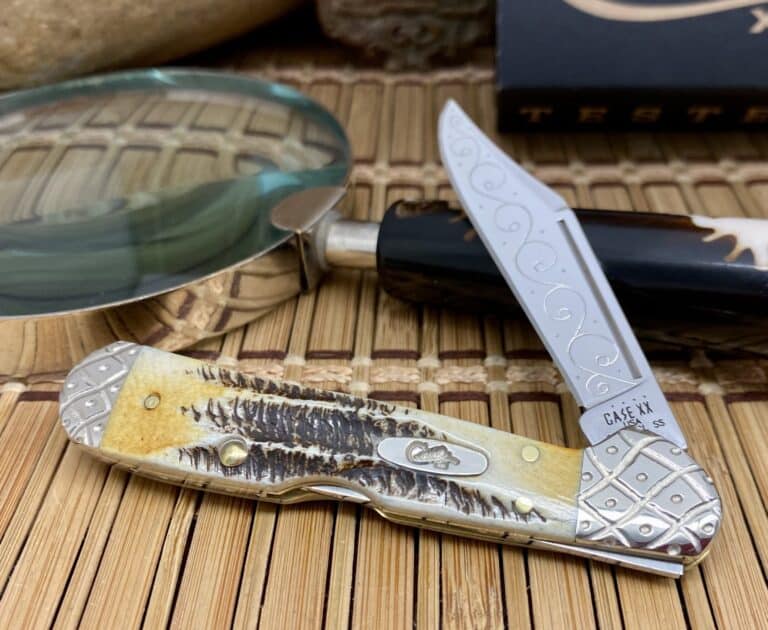 Case XX Custom 6.5 BONE STAG Engraved Mini Copperlock Knife #005 - Image 4