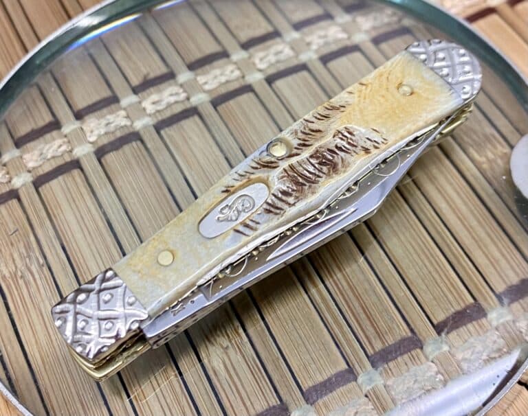 Case XX USA Pristine Custom 6.5 BONE STAG Engraved Swell Center Jack Knife #05 - Image 3