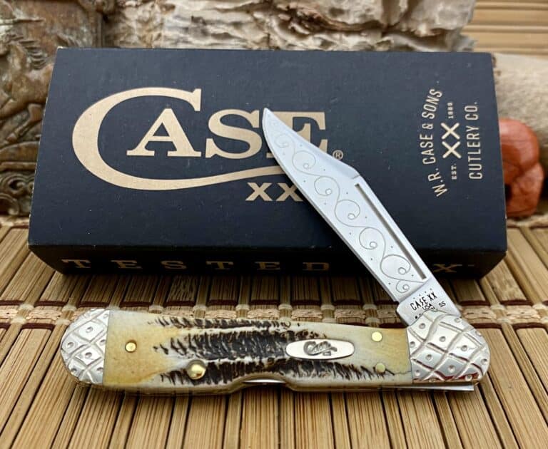 Case XX Custom 6.5 BONE STAG Engraved Mini Copperlock Knife #005