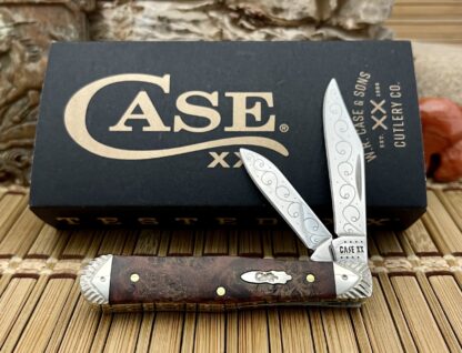 Case XX Custom Brown Maple Burl Swell Center Jack Knife #05