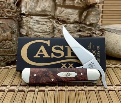 Case XX USA Brown Maple Burl Wood 64068 Russlock Pocket Knife