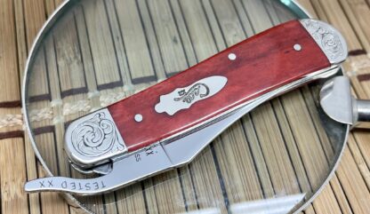 Case XX USA Custom Smooth Old Red Bone Scrolled Russlock Pocket Knife - Image 4