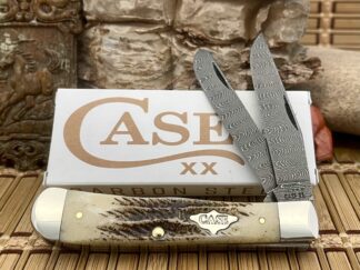 Case XX USA 2023 Vintage Bone Damascus 77460 Trapper Pocket Knife