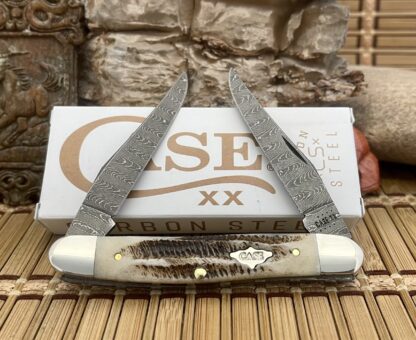 Case XX USA 2023 Vintage Bone Damascus 77463 Muskrat Pocket Knife