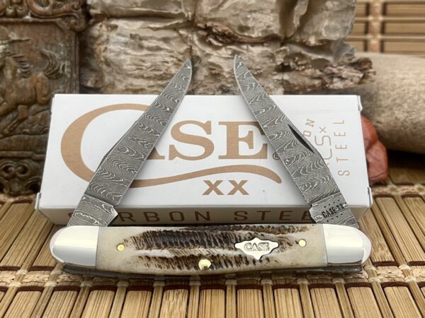 Case XX USA 2023 Vintage Bone Damascus 77463 Muskrat Pocket Knife