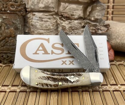 Case XX USA 2023 Vintage Bone Damascus 77465 Saddlehorn Pocket Knife