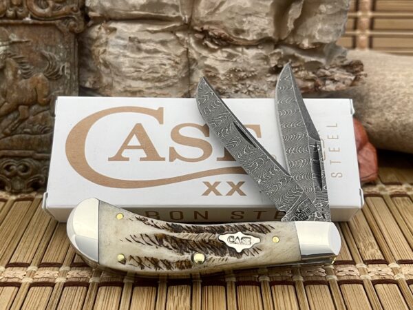 Case XX USA 2023 Vintage Bone Damascus 77465 Saddlehorn Pocket Knife