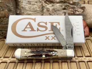Case XX USA 2023 Vintage Bone Damascus 77462 Swell Center Jack Pocket Knife