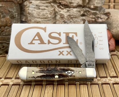 Case XX USA 2023 Vintage Bone Damascus 77462 Swell Center Jack Pocket Knife