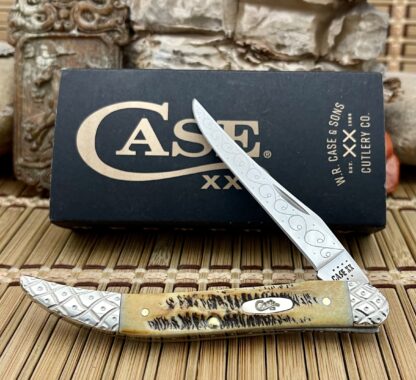 Case XX Custom 6.5 BONE STAG Engraved Medium Toothpick Knife #011