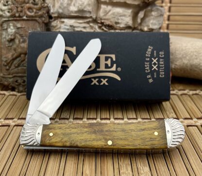 Case XX USA Beautiful Custom Yellow Curly Oak Trapper Pocket Knife #03 - Image 2