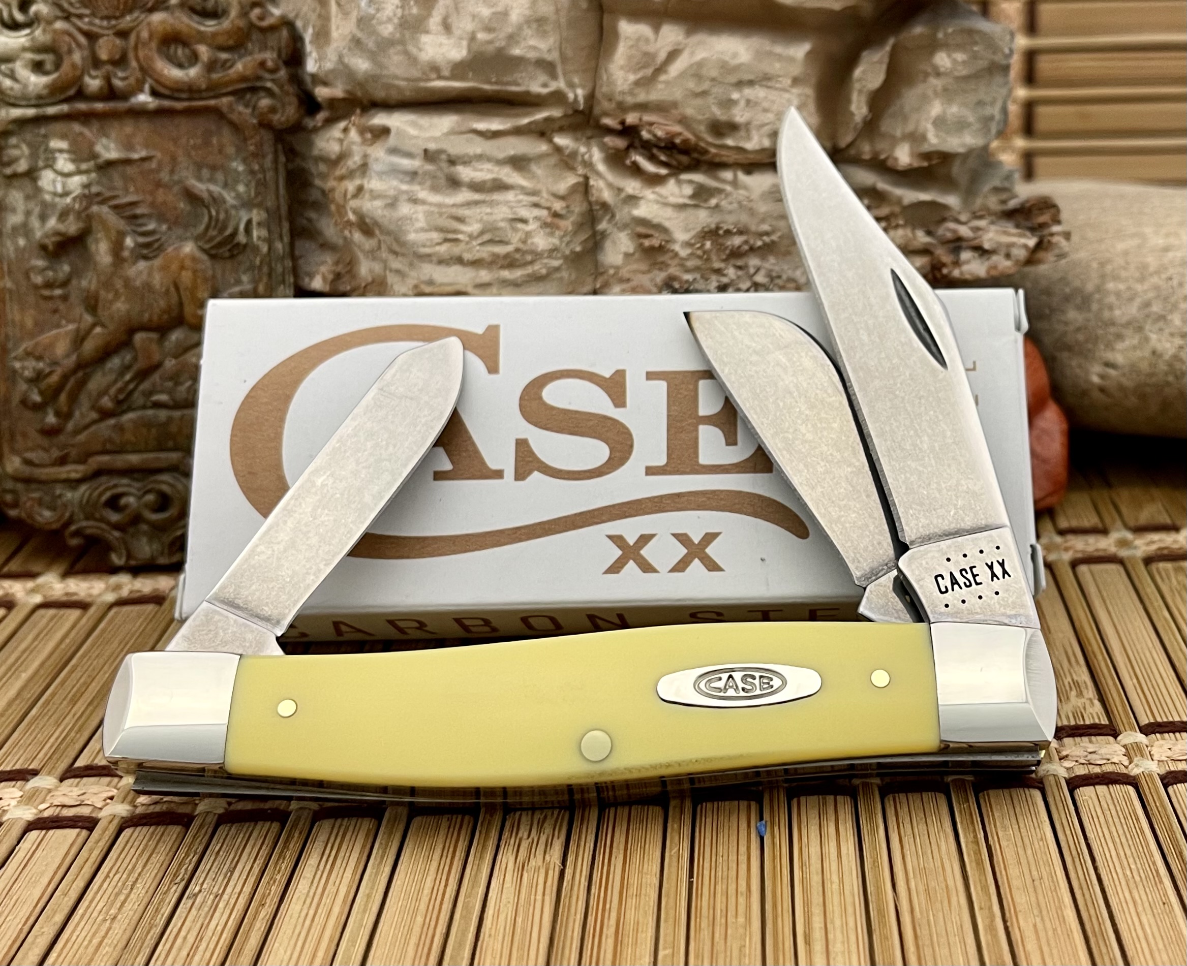 Case XX USA Smooth YELLOW Synthetic CA203 Carbon Large Stockman Pocket  Knife – Wild Horse Custom Knives