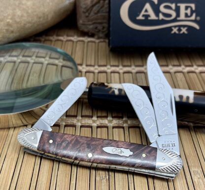 Case XX USA Beautiful Custom Brown Maple Burl Stockman Pocket Knife #07 - Image 4