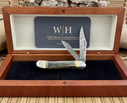 Case XX Wild Horse Custom Beautiful Exotic Fossil Damascus Peanut Knife #1 - Image 7