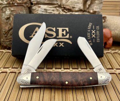 Case XX USA Beautiful Custom Brown Maple Burl Stockman Pocket Knife #07 - Image 2