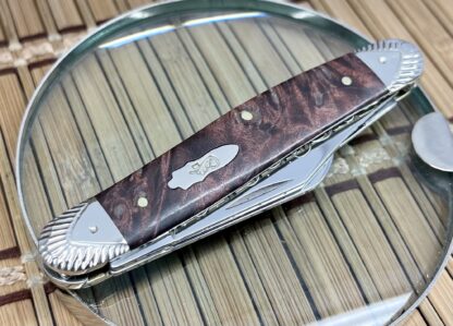 Case XX USA Beautiful Custom Brown Maple Burl Stockman Pocket Knife #07 - Image 3