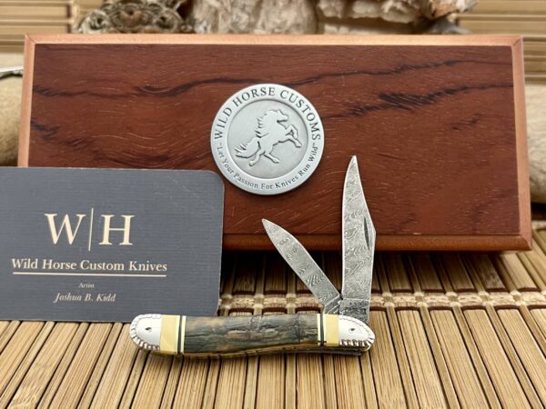 Case XX Wild Horse Custom Beautiful Exotic Fossil Damascus Peanut Knife #2