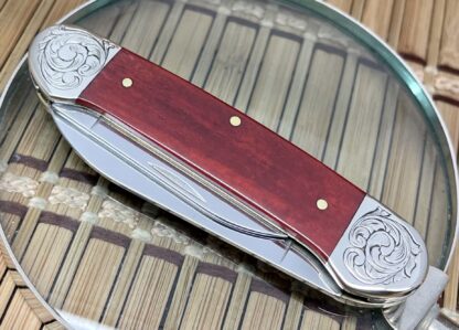 Case XX USA Amazing Custom Smooth Old Red Bone Scrolled Canoe Pocket Knife - Image 3