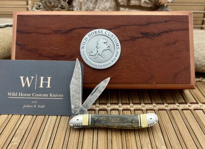 Case XX Wild Horse Custom Beautiful Exotic Fossil Damascus Peanut Knife #2 - Image 2
