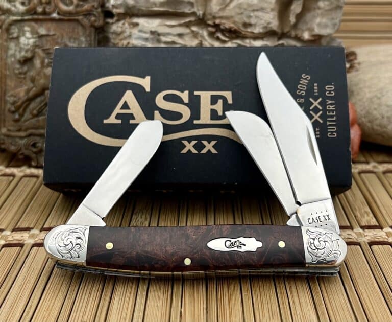Case XX USA Beautiful Custom Brown Maple Burl Scrolled Stockman Knife