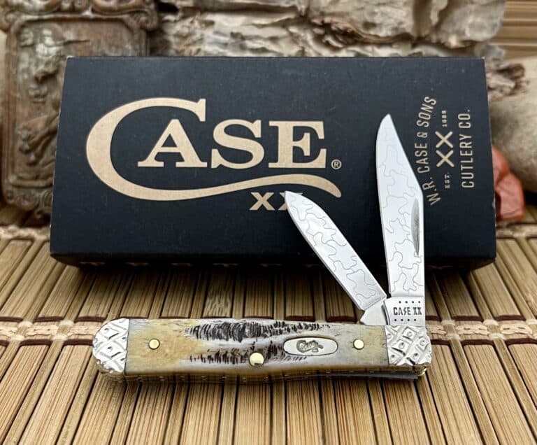 Case XX USA Pristine Custom 6.5 BONE STAG Engraved Swell Center Jack Knife #07