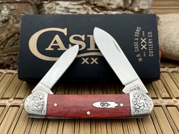 Case XX USA Amazing Custom Smooth Old Red Bone Scrolled Canoe Pocket Knife