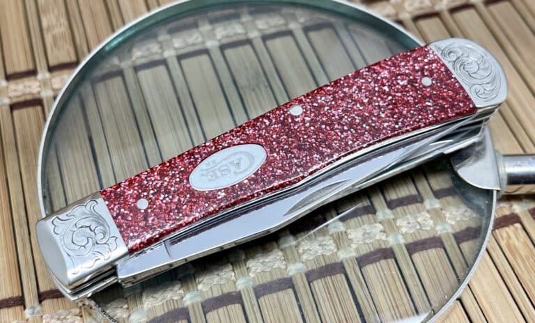 Case XX USA Beautiful Custom Ruby Starburst Scrolled Trapper Pocket Knife - Image 3