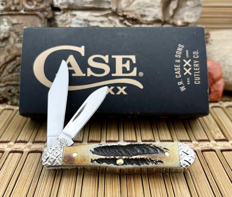 Case XX USA Pristine Custom 6.5 BONE STAG Engraved Swell Center Jack Knife #07 - Image 2
