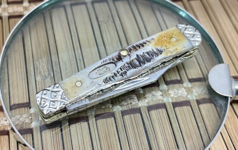 Case XX USA Pristine Custom 6.5 BONE STAG Engraved Swell Center Jack Knife #07 - Image 6