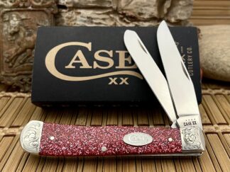 Case XX USA Beautiful Custom Ruby Starburst Scrolled Trapper Pocket Knife