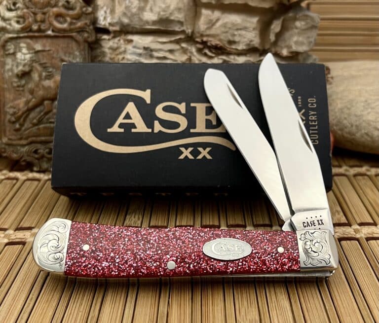 Case XX USA Beautiful Custom Ruby Starburst Scrolled Trapper Pocket Knife
