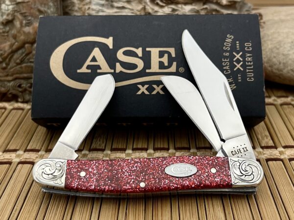 Case XX Custom Ruby Starburst Scrolled Stockman Pocket Knife