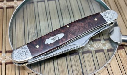 Case XX USA Beautiful Custom Brown Maple Burl Scrolled Stockman Knife - Image 4