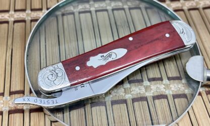 Case XX USA Custom Smooth Old Red Bone Scrolled Russlock Pocket Knife - Image 4