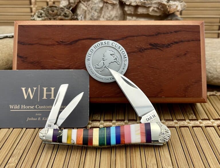 Case XX Wild Horse Custom PATCHWORK Gemstone Seahorse Whittler Knife #8