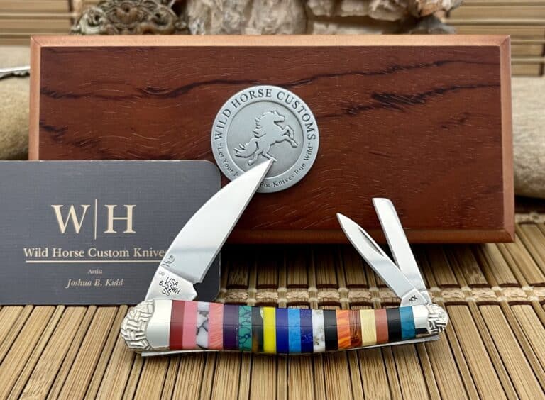 Case XX Wild Horse Custom PATCHWORK Gemstone Seahorse Whittler Knife #8 - Image 2