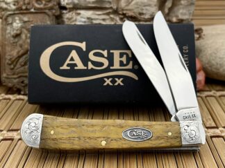 Case XX USA Beautiful Custom Yellow Curly Oak Scrolled Trapper Knife