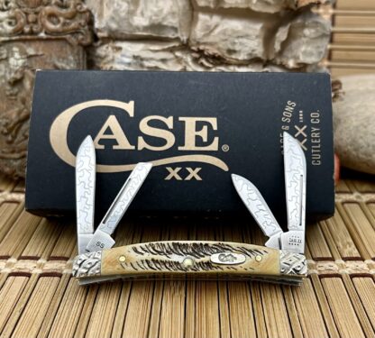 Case XX USA Custom 6.5 BONE STAG Engraved Small Congress Knife #09