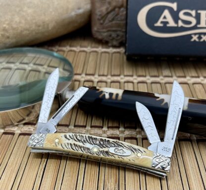 Case XX USA Custom 6.5 BONE STAG Engraved Small Congress Knife #09 - Image 4