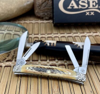 Case XX USA Custom 6.5 BONE STAG Engraved Small Congress Knife #09 - Image 3