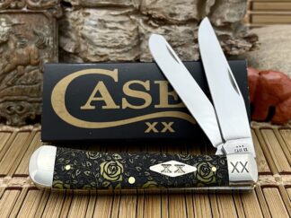 Case XX USA 2023 Yellow Bone ROSES Diamond XX 1/500 Stainless Trapper Knife